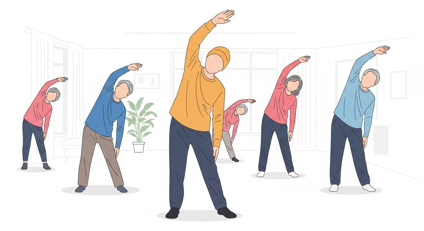 60代 ストレッチ、シニア ストレッチ、簡単 ストレッチ